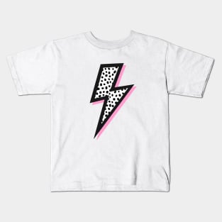 Dalmatian Spots, Black and Pink, Lightning Bolts Kids T-Shirt